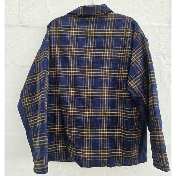 Unknwn Flannel Jacket Mens Large Blue Plaid Full Zip Quilted Shacket Street Work - Picture 6 of 11